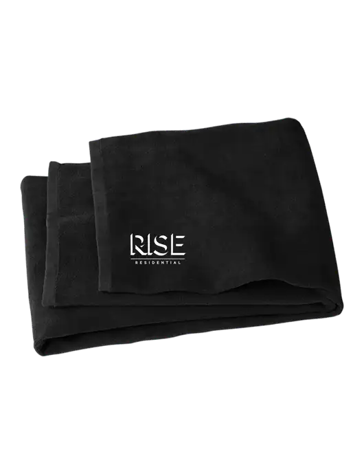 Black Beach Towel w/Rise Residential Logo