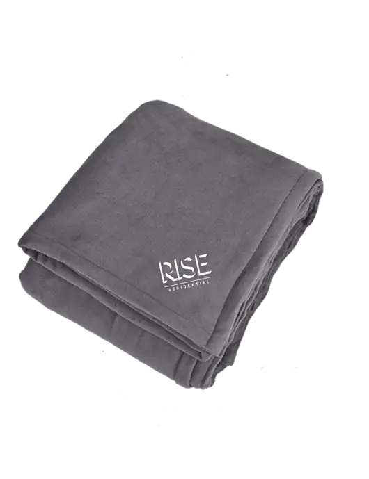 Oversized Graphite Ultra Plush Blanket Graphite w/Rise Residential Logo