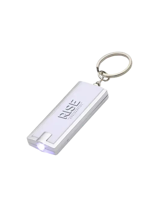 Simple Touch White LED Keychain w/Rise Residential Logo