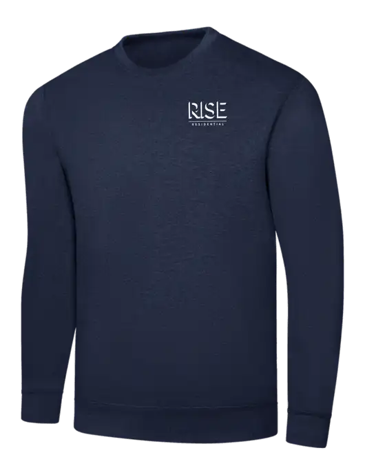 Navy 7.8 oz Ring Spun Crew Sweatshirt w/Rise Residential Logo