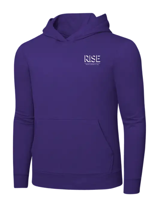 Purple 7.8 oz Ring Spun Hooded Sweatshirt w/Rise Residential Logo