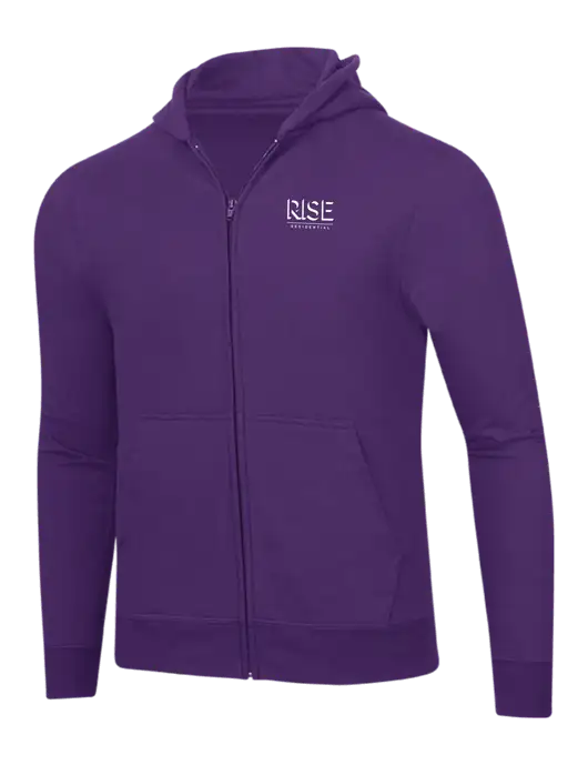 Purple 8.5 oz Ring Spun Zip Hooded Sweatshirt w/Rise Residential Logo