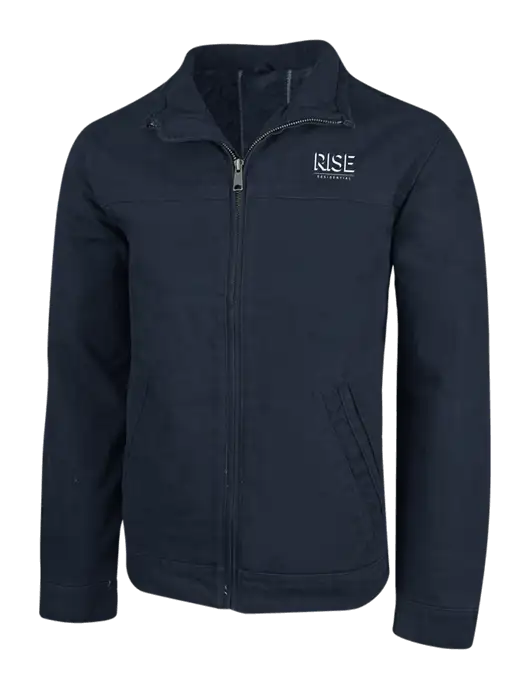 Cornerstone Navy Washed Duck Cloth Flannel Lined Work Jacket w/Rise Residential Logo