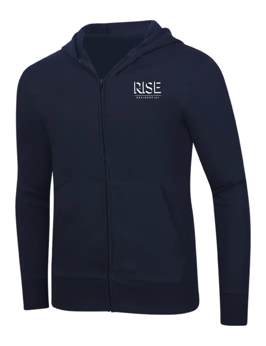 Full-Zip Navy Hooded Sweatshirt w/Rise Residential Logo