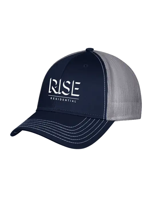 Navy & Grey Mesh Trucker Cap Snap Back w/Rise Residential Logo
