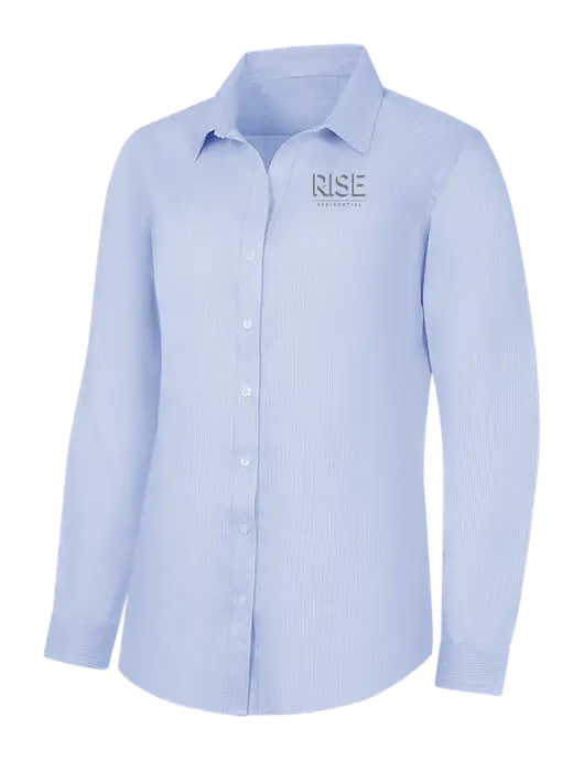 Light Blue/White Womens Pincheck Easy Care Shirt w/Rise Residential Logo