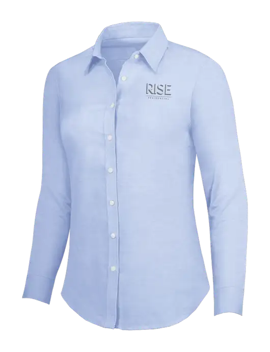 Light Blue Womens SuperPro Oxford Shirt w/Rise Residential Logo