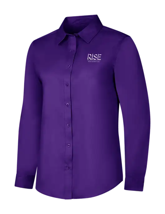 Purple Womens Long Sleeve Superpro React Twill Shirt w/Rise Residential Logo