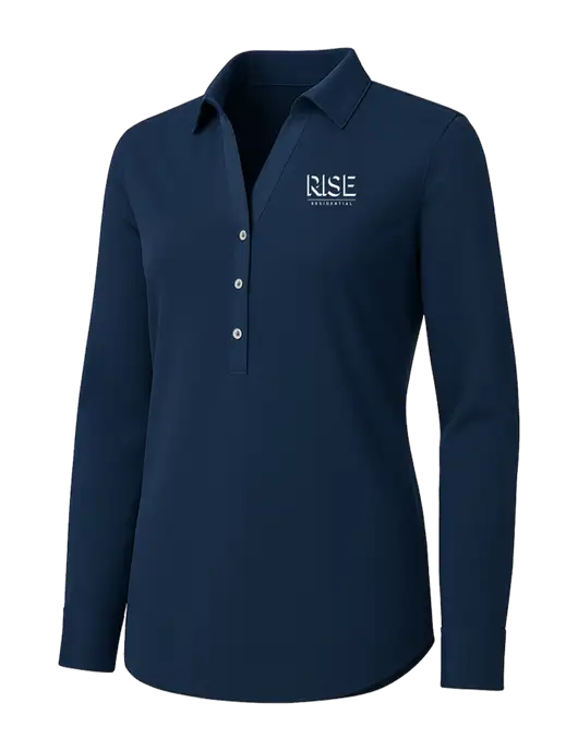 Womens Navy City Stretch Shirt w/Rise Residential Logo