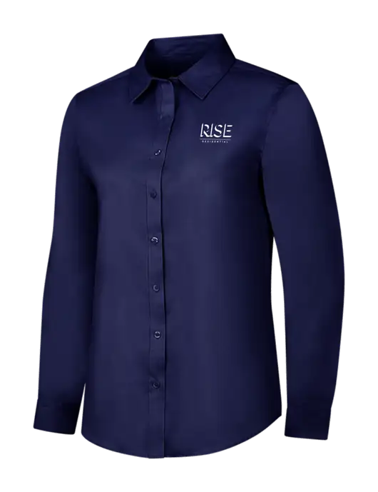 Navy Womens Long Sleeve Superpro React Twill Shirt w/Rise Residential Logo
