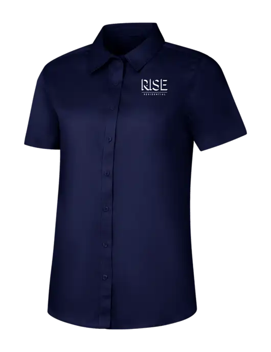 Womens Navy Short Sleeve Superpro React Twill Shirt w/Rise Residential Logo