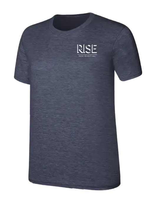 Womens Ring Spun Heather Navy 4.5 oz T-Shirt w/Rise Residential Logo