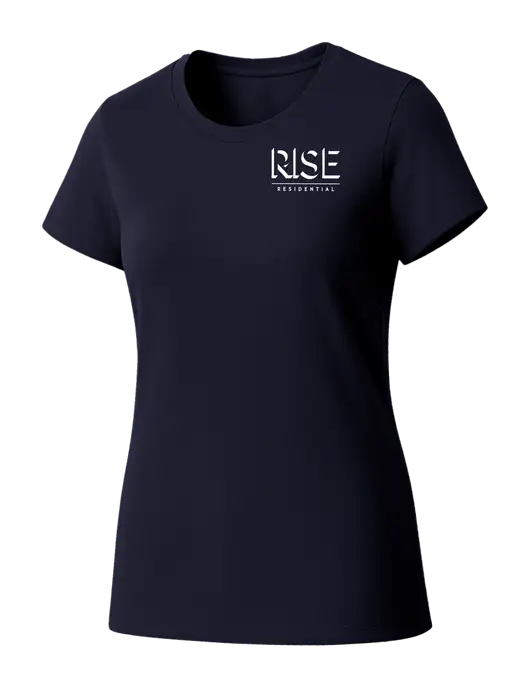 Womens Seriously Soft New Navy T-Shirt w/Rise Residential Logo