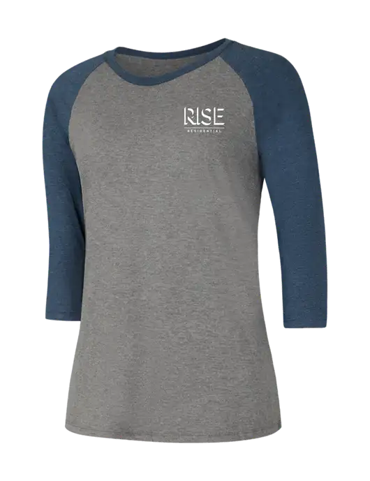 Womens Simply Soft 3/4 Sleeve Navy Frost/Grey Frost Ring Spun Cotton T-Shirt w/Rise Residential Logo
