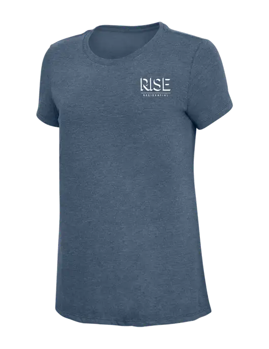 Womens Simply Soft Navy Frost 4.5oz  Poly/Combed Ring Spun Cotton T-Shirt w/Rise Residential Logo