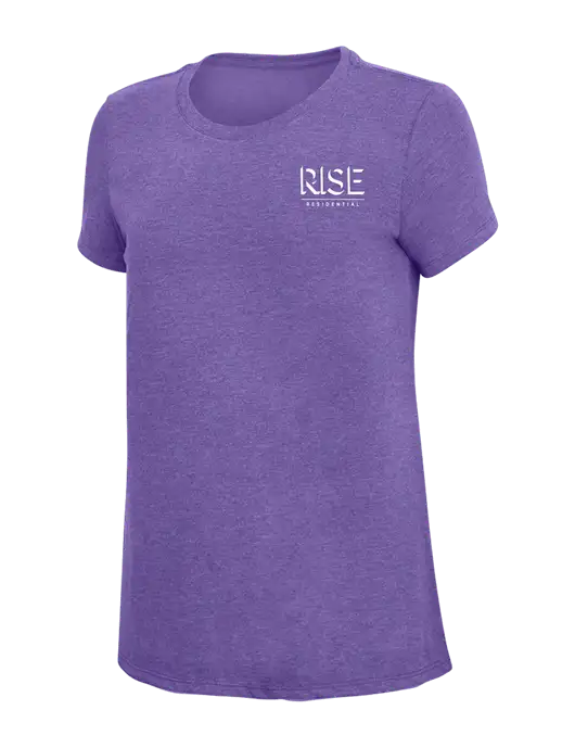 Womens Simply Soft Purple Frost 4.5oz  Poly/Combed Ring Spun Cotton T-Shirt w/Rise Residential Logo