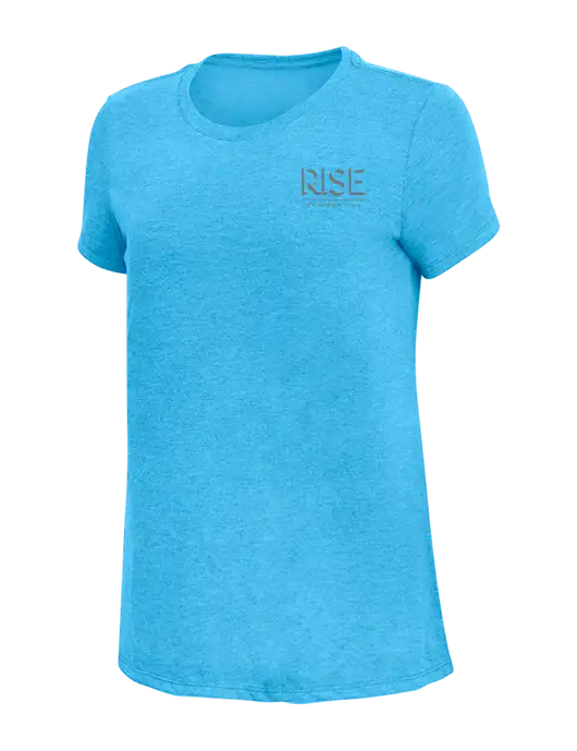 Womens Simply Soft Turquoise Frost 4.5oz  Poly/Combed Ring Spun Cotton T-Shirt w/Rise Residential Logo