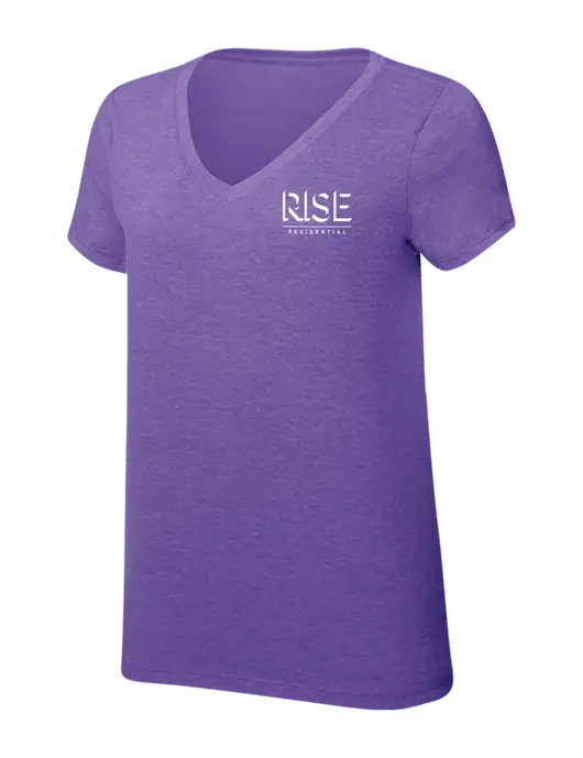 Womens Simply Soft V-Neck Purple Frost 4.5oz  Poly/Combed Ring Spun Cotton T-Shirt w/Rise Residential Logo